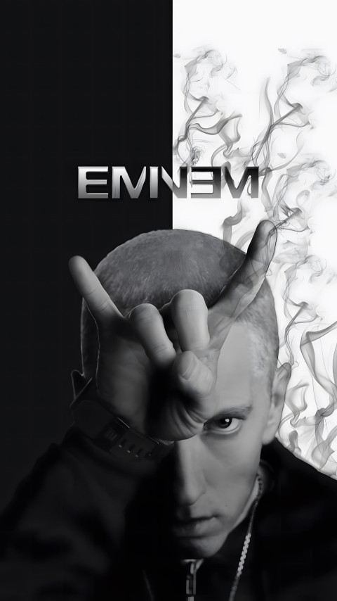 Eminem Black And White Wallpaper 4K