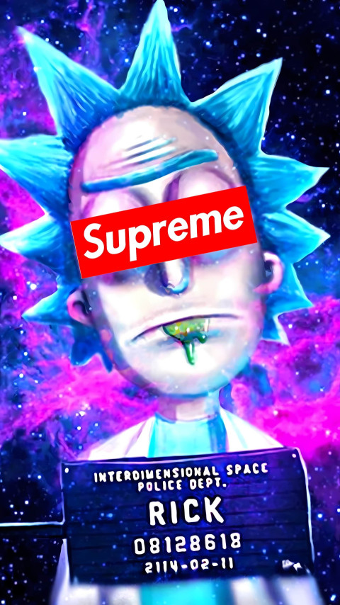 Supreme x rick 4k wallpaper