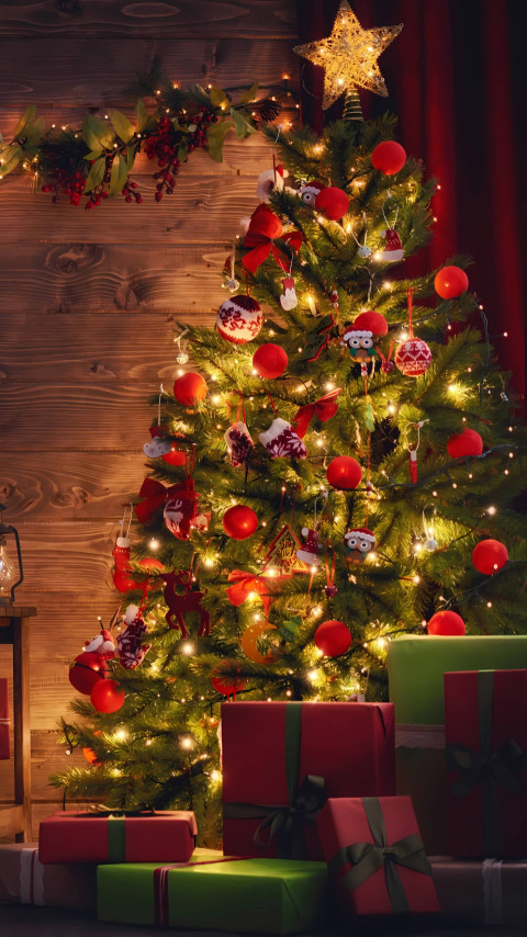 Christmas Night with Gifts Wallpaper
