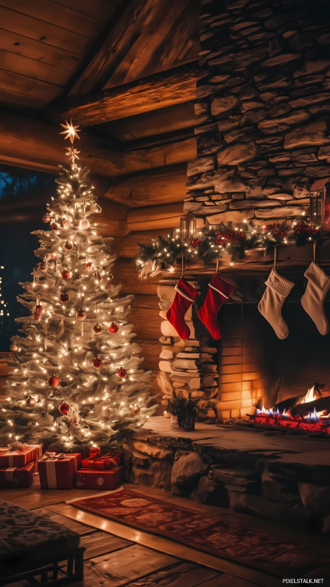 Cozy Holiday Fireplace Photo for Your Phone