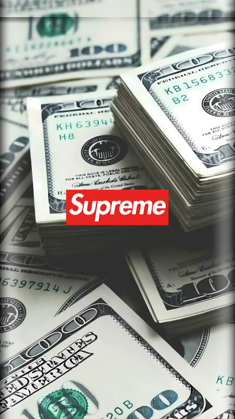 Supreme logo with dollar 4k wallpaper your phone