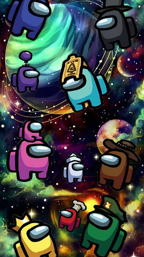 Colorful Among Us Mobile Background