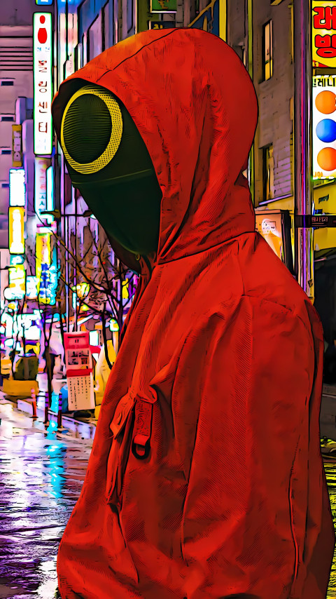 Squid Game Masked Guard Mobile 4K Wallpaper