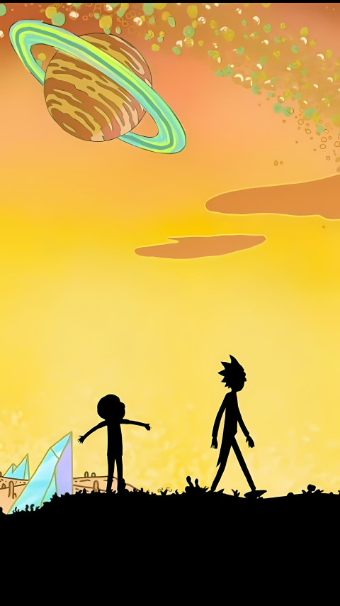 Rick and Morty Floating in Space Image