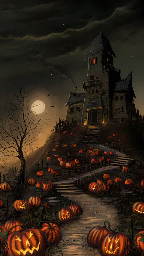 Spooky Halloween House Wallpaper