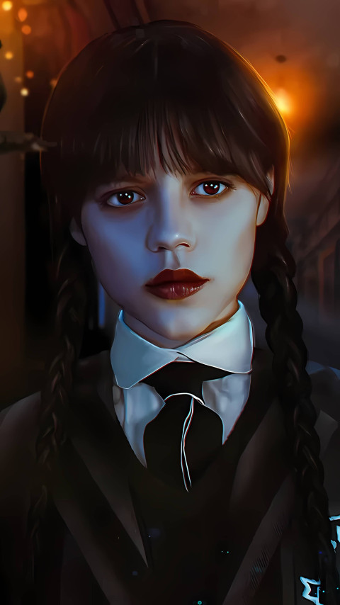 Wednesday Addams in School Outfit HD