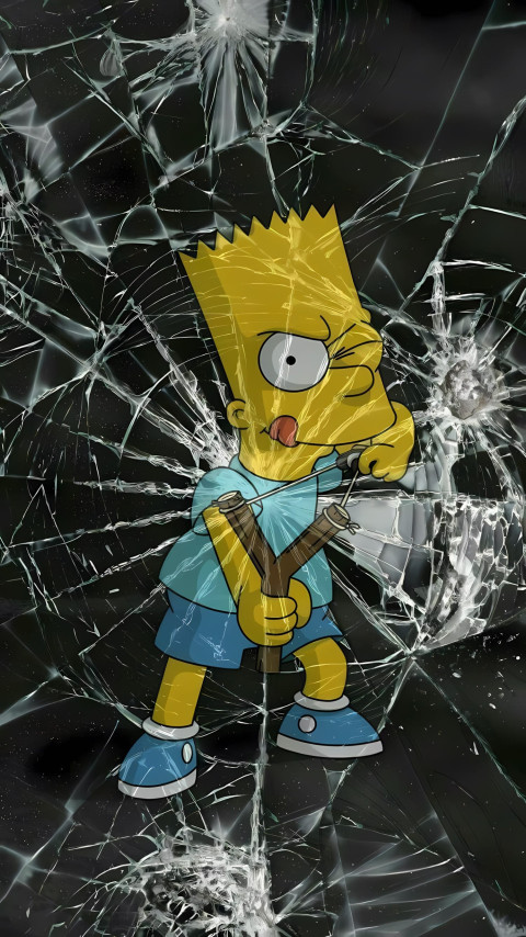 Broken Screen Bart Simpson Your Device 4K