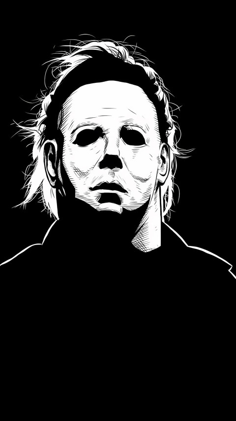 Michael Myers Black and White Wallpaper