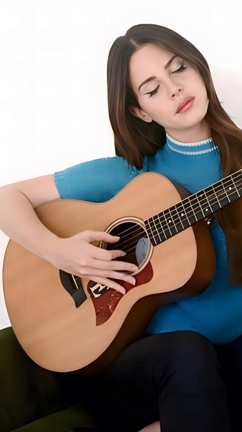 Unique Lana Del Rey with Guitar Aesthetic Photo for Phone Screen