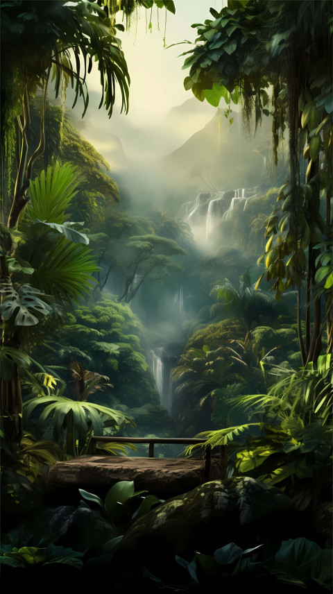 Serene Jungle Riverbank with Exotic Wildlife