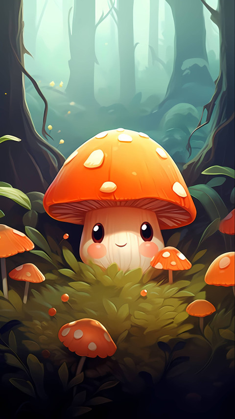 Adorable Mushroom Smartphone Background to Download