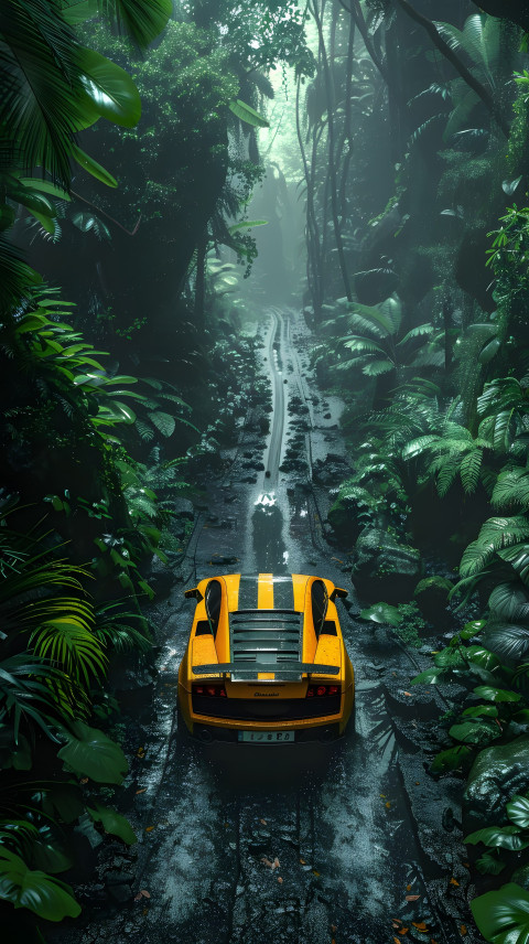 Yellow Lamborghini Moving Photo