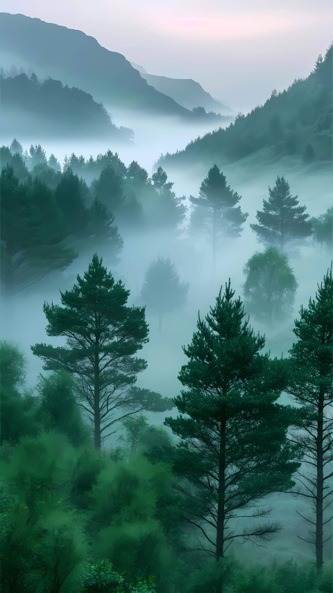 Foggy Forest Road 4K Mobile Wallpaper