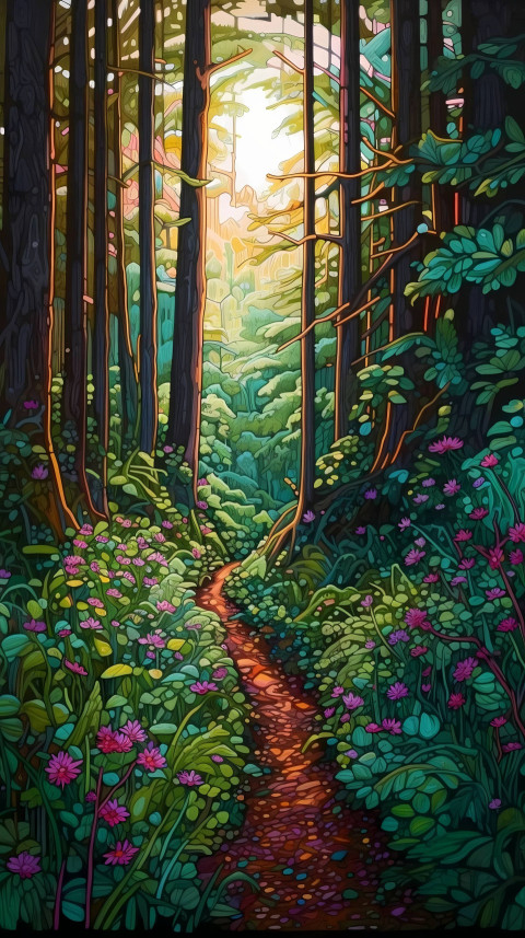 Misty Forest Path Ultra HD Wallpaper