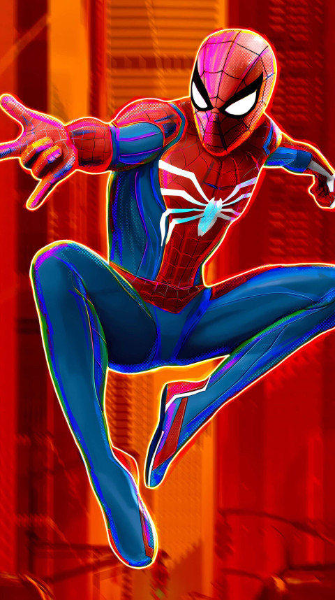 Spiderman in Red and Blue Suit HD Background