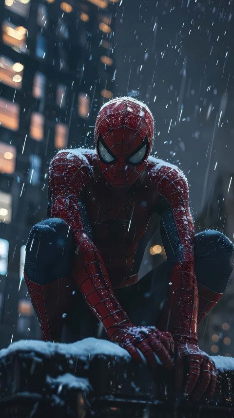 Spiderman in City Night View 2K Image For Phone