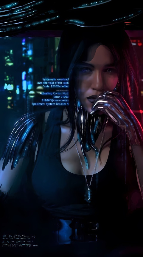Cyberpunk Neon Cyber City Scenerie Wallpaper 4K