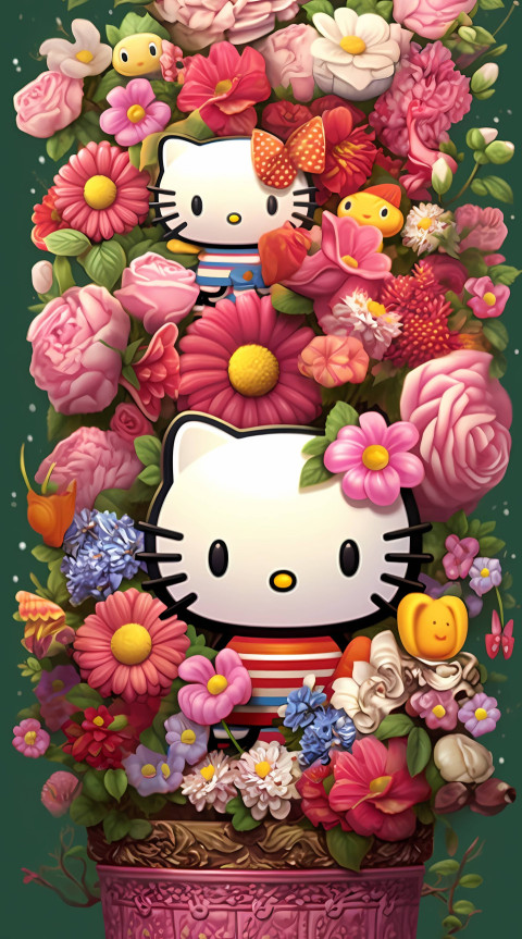Hello Kitty Picture to Add Flower Fun to Your Phone 4K