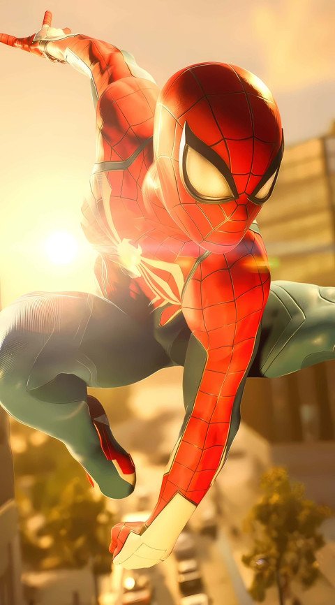 Spiderman Swinging Across the City HD Background