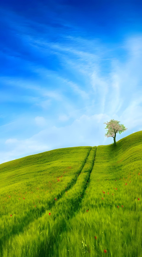 Minimalist Green Grass Background for Mobile