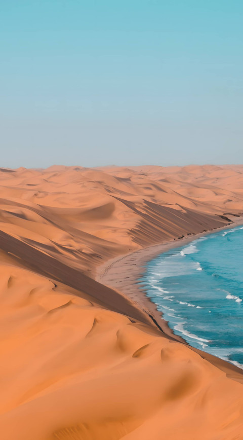 Peaceful Desert Hill With Sea for Mobile Home Screen