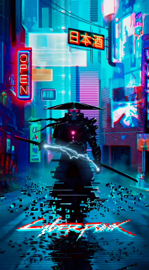 Amazing Neon Cyberpunk City Night Wallpaper for Phone
