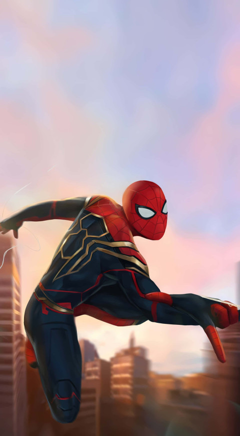 Spiderman Mid Air Action Shot in HD Photo For Mobile