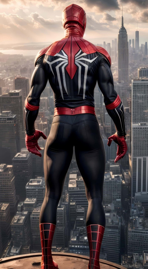 Spiderman Swinging Through City Skies Image