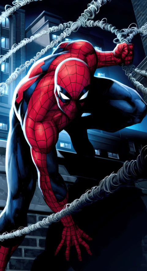 Spiderman Action Pose in Background