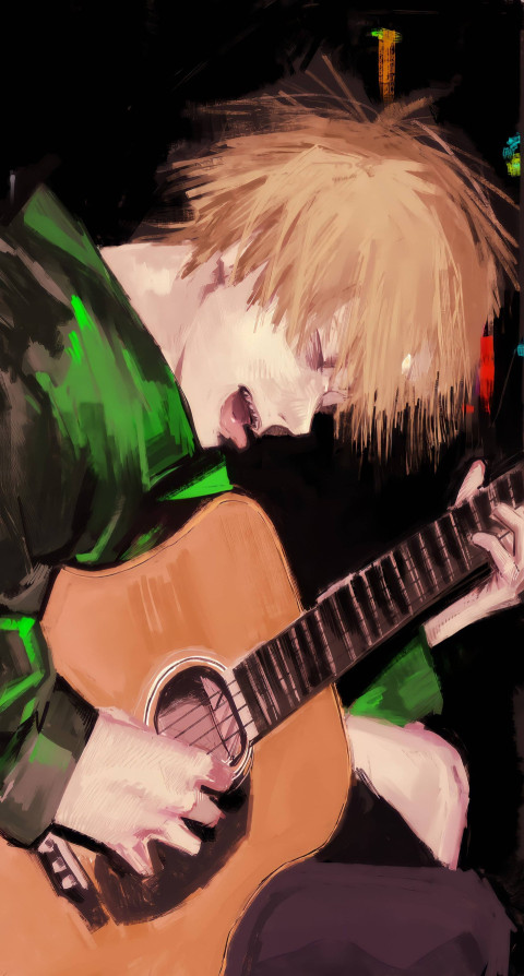 Chainsaw Man Guitar Playing 4K Image