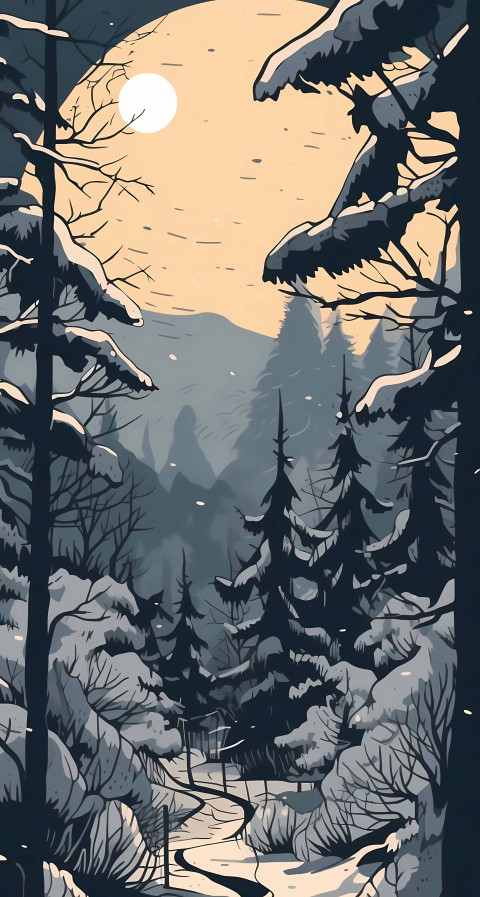 Sunset Through Forest Trees Wallpaper