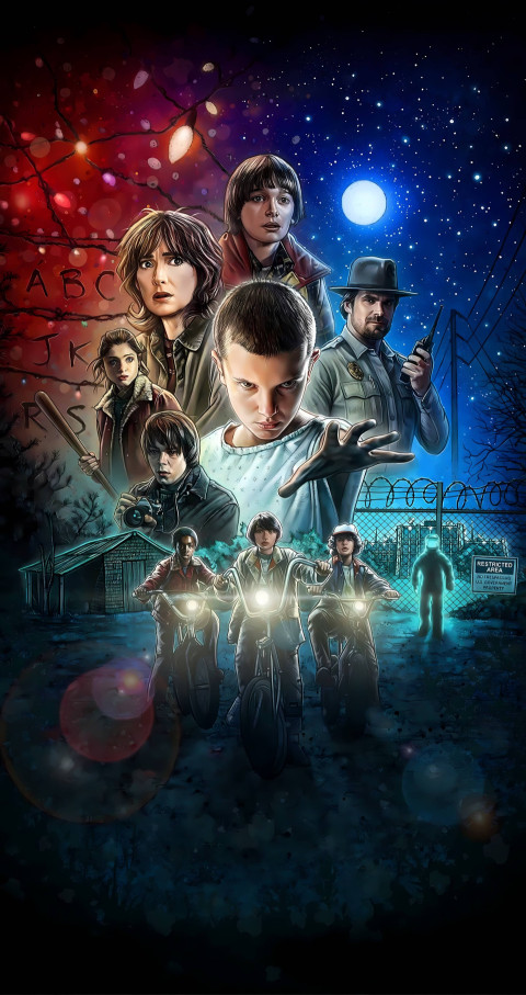 Stranger Things Glow Effect Squad 4K Wallpaper