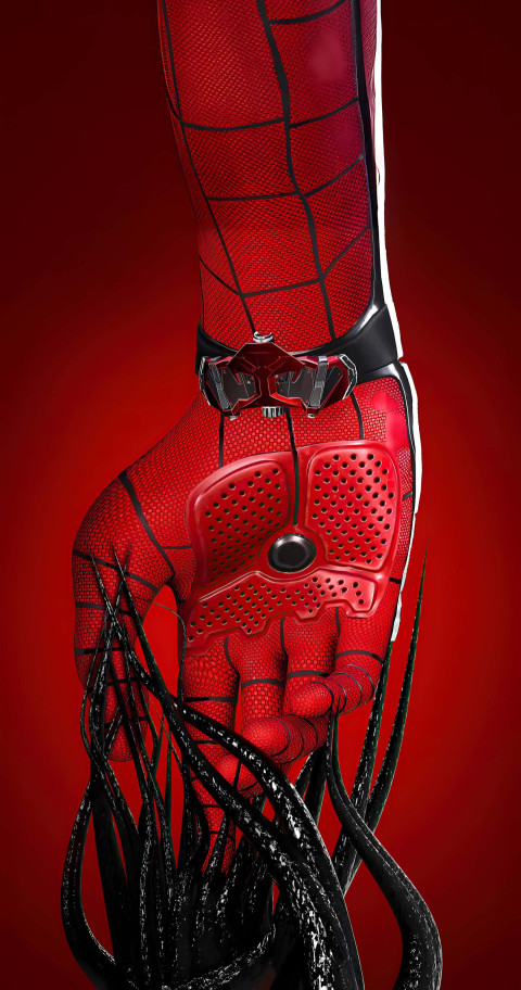 Spiderman Heroic Hand Action Pose in HD Background