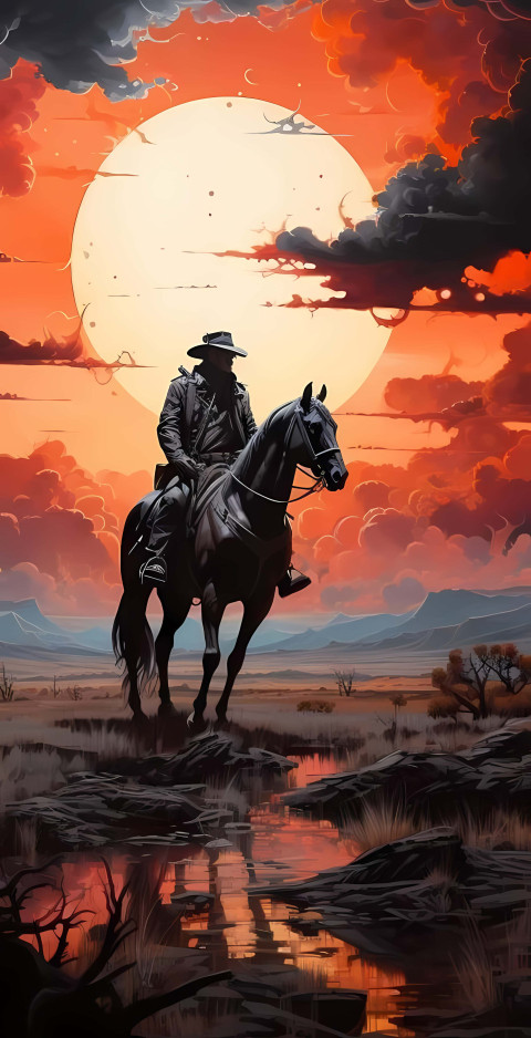 Cowboy in Desert Canyon Photo