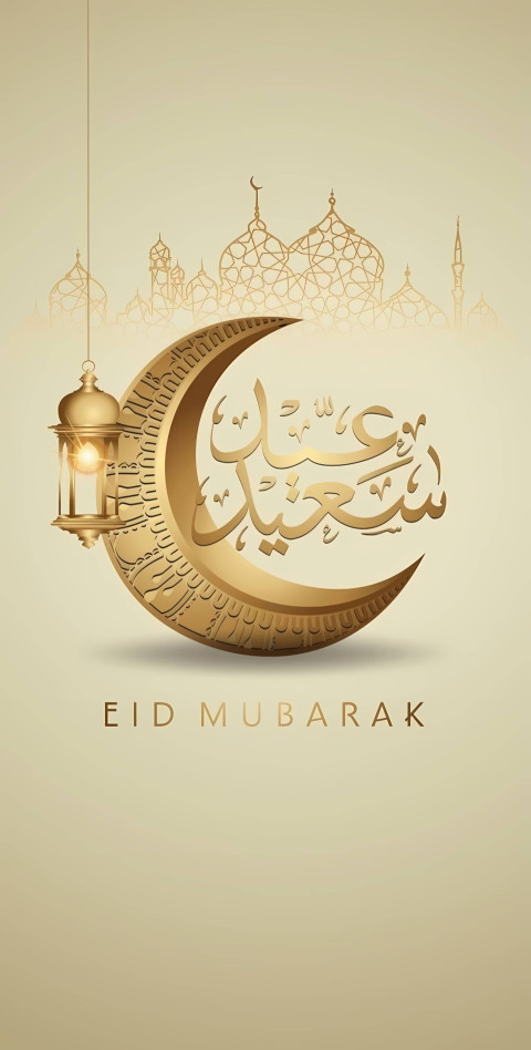 Eid Mubarak Golden Lantern Wallpaper