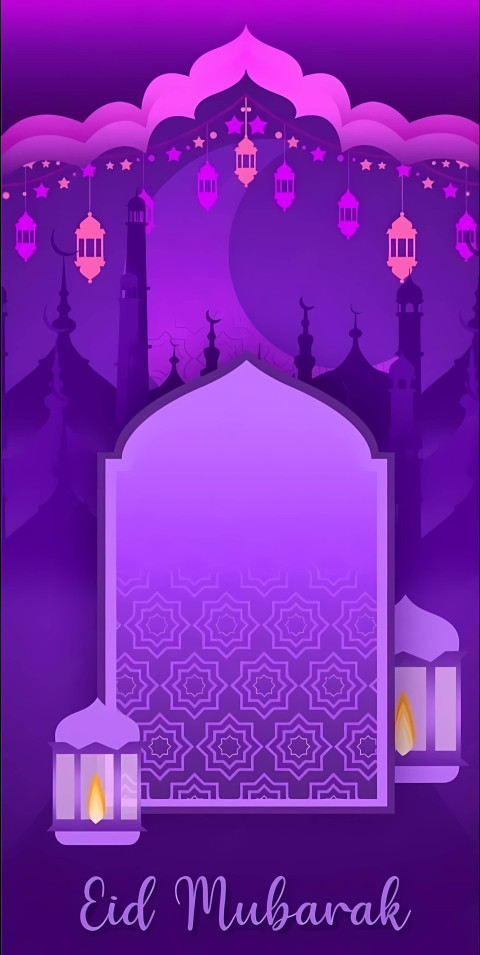 Eid Mubarak Vibrant Night Lights Image