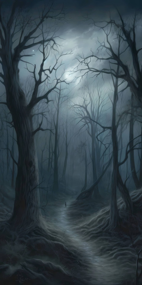 4K Magical Forest Night Mobile Image