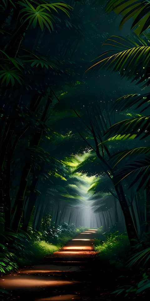 Dark Green Forest Mobile Background 4K