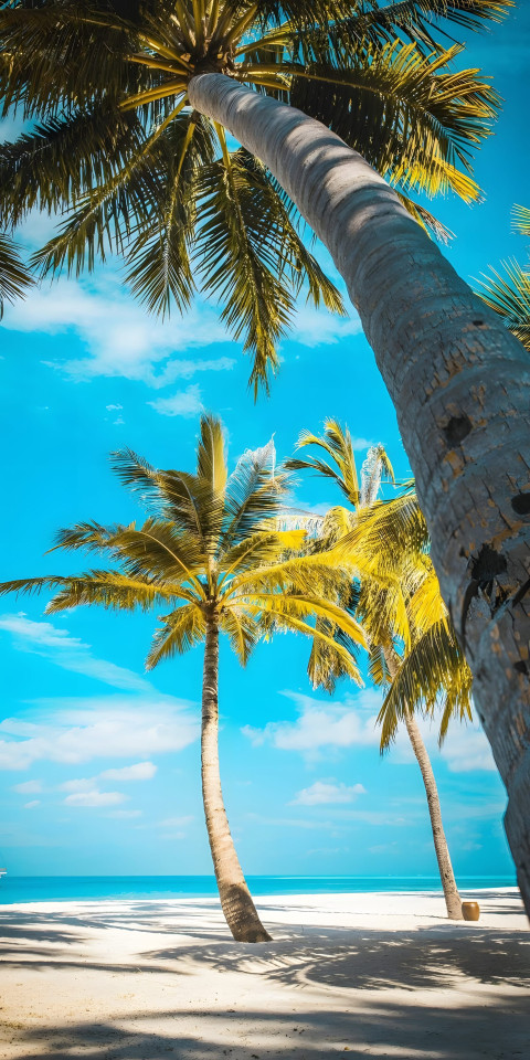 Beach Palm Tree Mobile Wallpaper HD