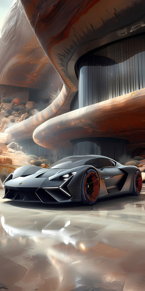 Lambo Phone Pic with City Lights