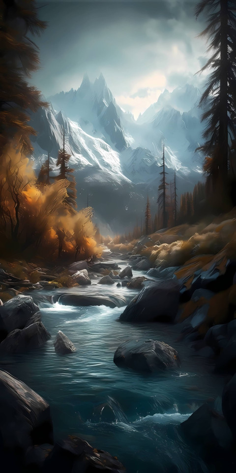 Mountain Forest View Mobile Background