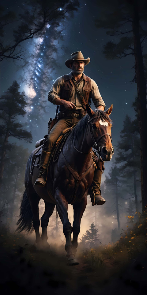 Cowboy Running With Horse Wallpaper