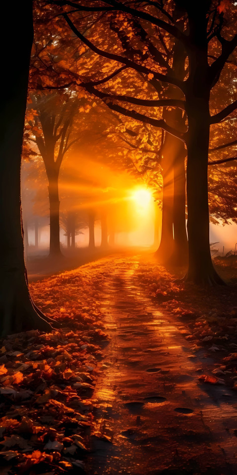 Sunset Through Forest Trees Wallpaper 4K