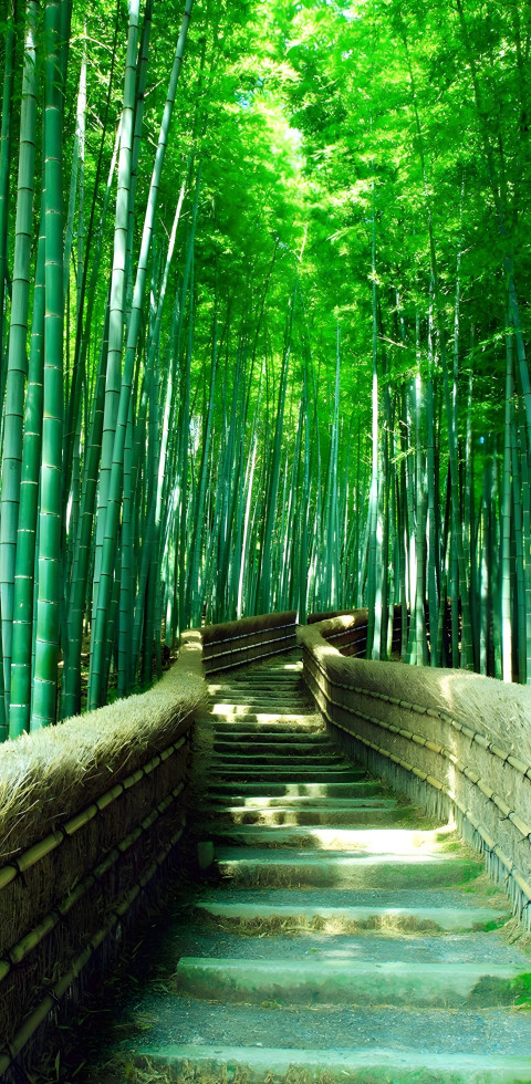 Sunlit Bamboo Forest Phone Image