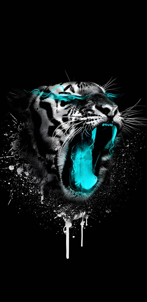 Tiger Black Bule Mad Theme Wallpaper