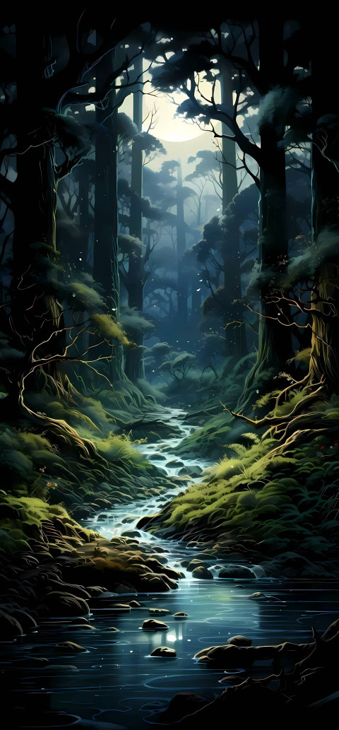 4K Dark Green Forest Mobile Background