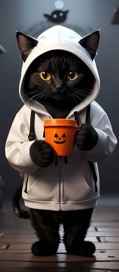 Black Cat Halloween Mobile Image