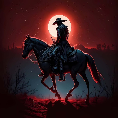 Cowboy Riding Through Canyon Image