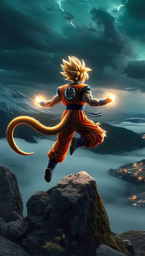 Goku Powering Up Mobile Wallpaper