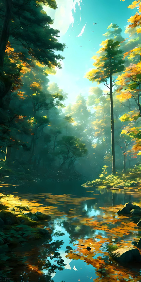 Serene Forest with Sun Rays Image